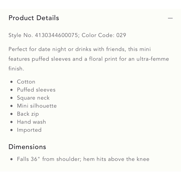 Anthropologie Puff-Sleeves Mini Dress NWT - L and XL - Picture 7 of 7